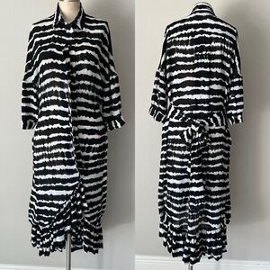 Preen by Thornton Bregazzi dress Long Black And White striped long sleeve size S